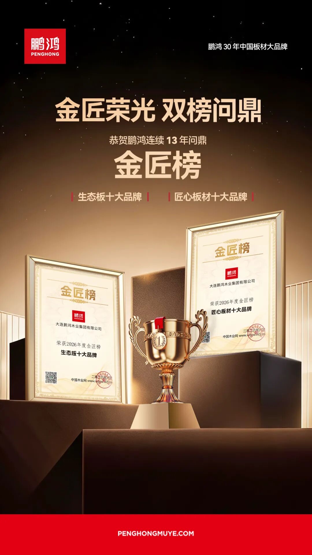 金匠榮光 雙榜問鼎｜鵬鴻以實力續(xù)寫板材傳奇